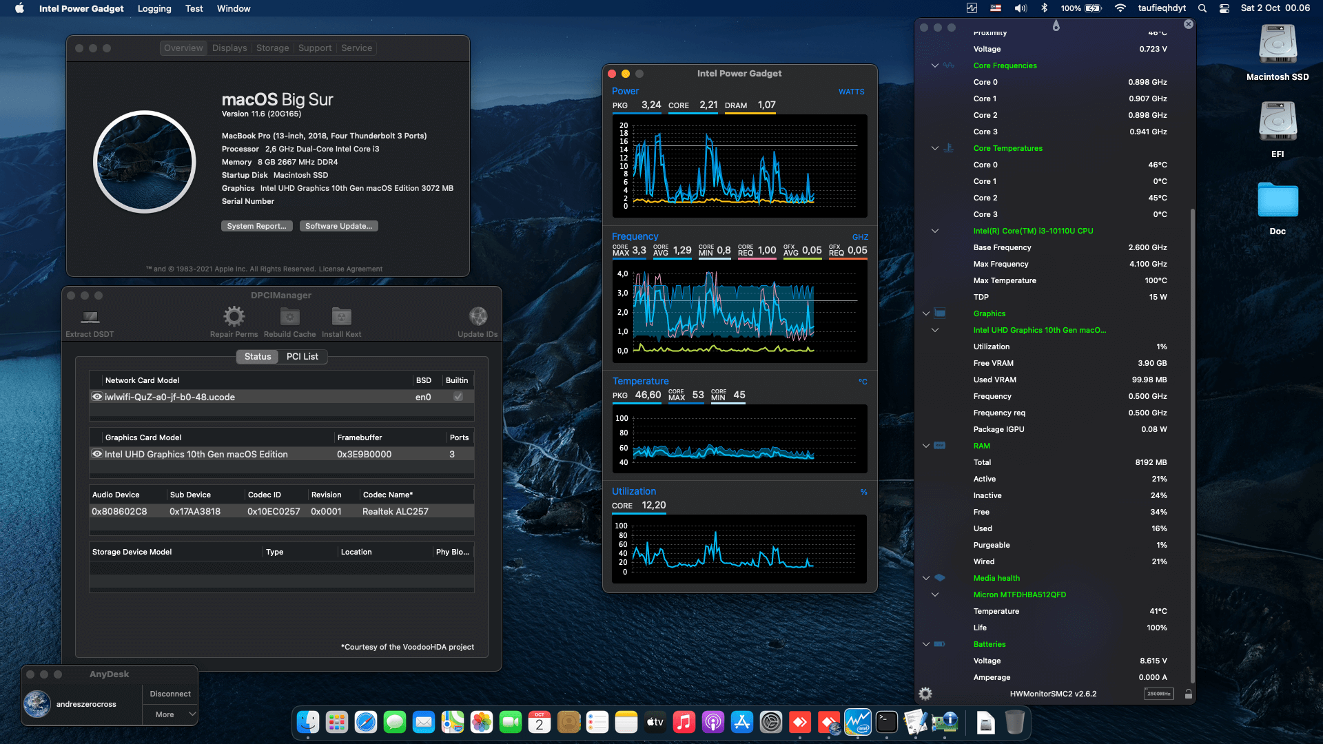 Success Hackintosh macOS Big Sur 11.6 Build 20G165 in Lenovo IdeaPad Slim 3 14IML05